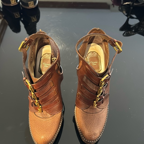 Dior Brown runway booties. Size 37 1/2 (7 1/2). Good condition. Lightly used, - Picture 1 of 4